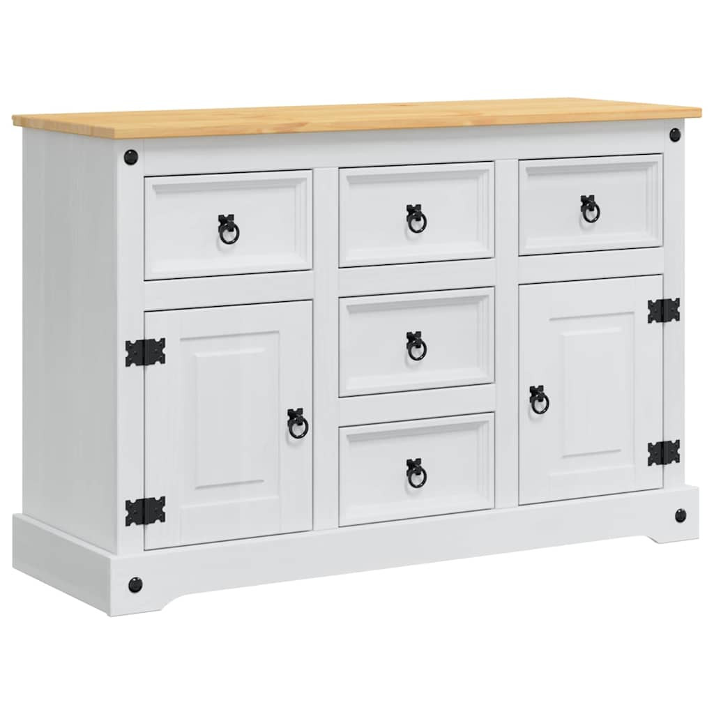 Tárolódobozok fiókkal Fehér 112 x 40 x 75 cm Tömör fenyőfa