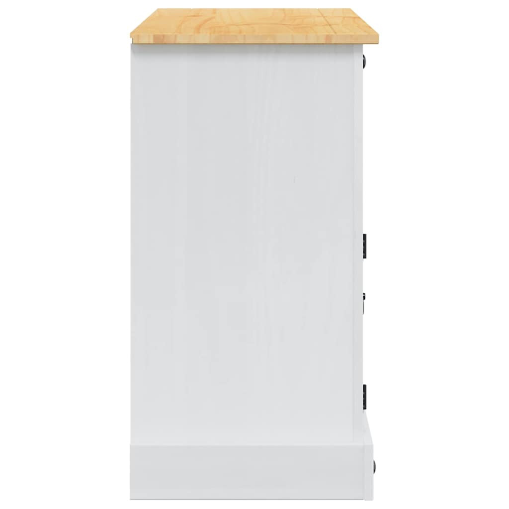 Tárolódobozok fiókkal Fehér 112 x 40 x 75 cm Tömör fenyőfa