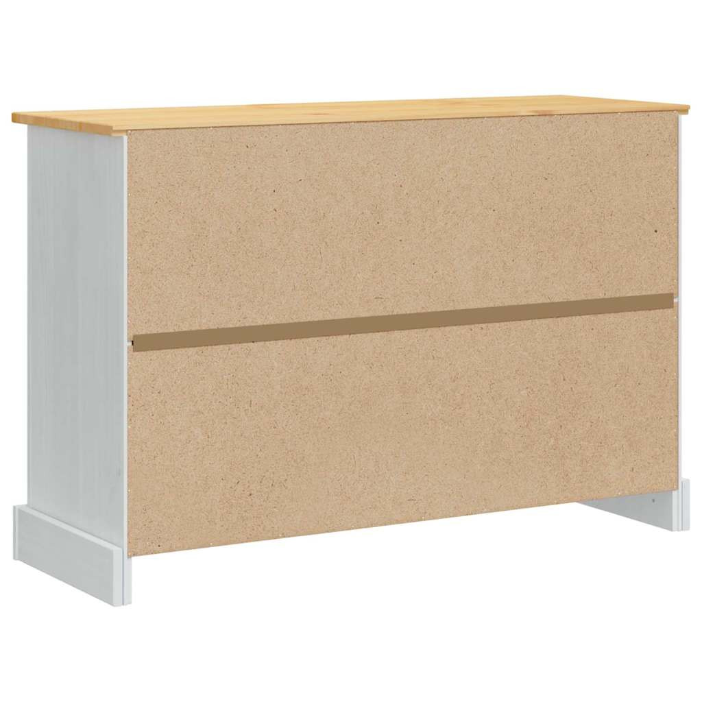 Tárolódobozok fiókkal Fehér 112 x 40 x 75 cm Tömör fenyőfa