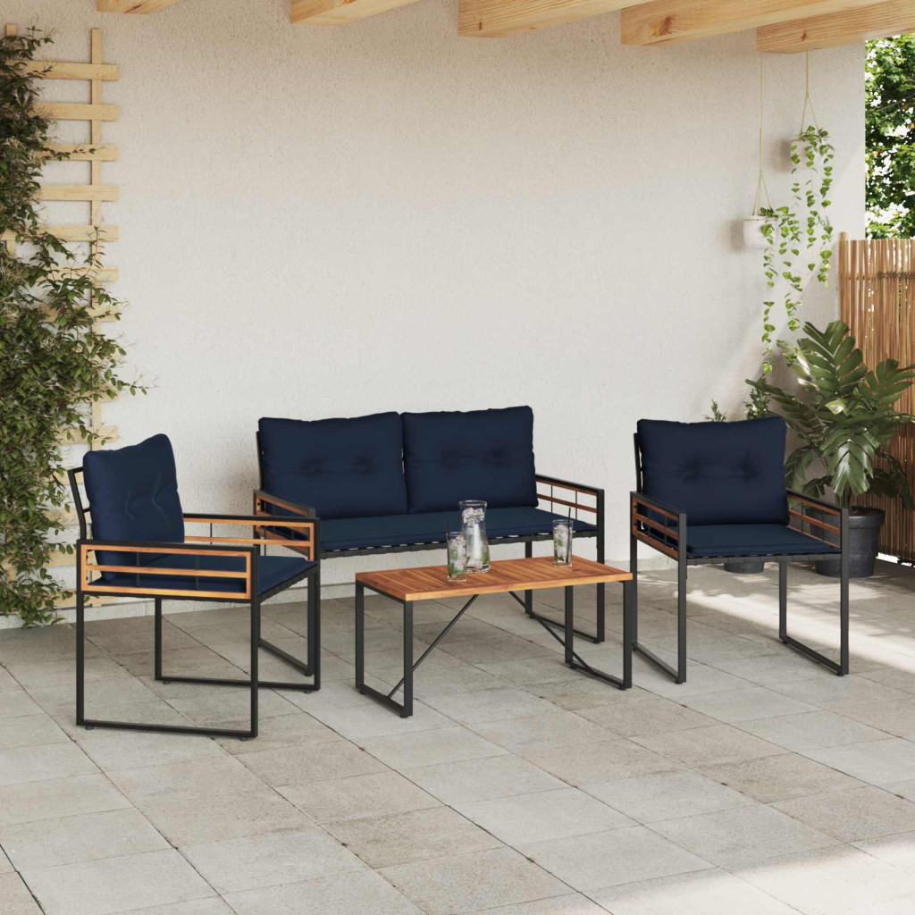 Kültéri Bútor Szett párnával 4 pcs Tengerészkék