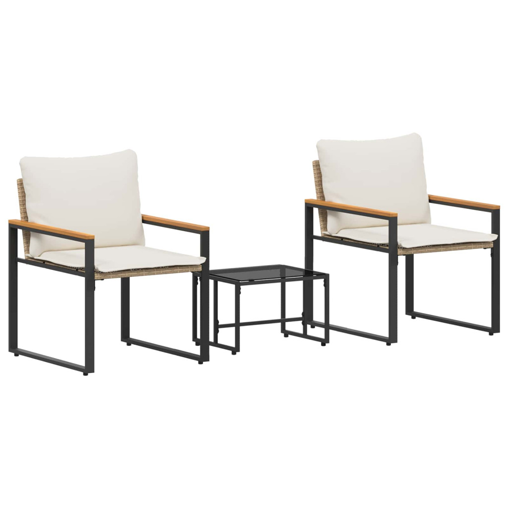 Bútor szettek párnával 3 pcs Beige és Krémszínű Rattan