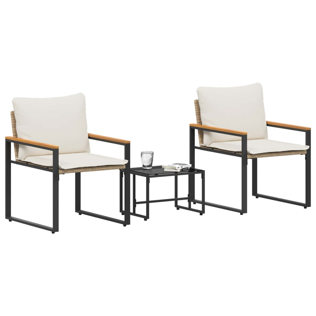 Bútor szettek párnával 3 pcs Beige és Krémszínű Rattan