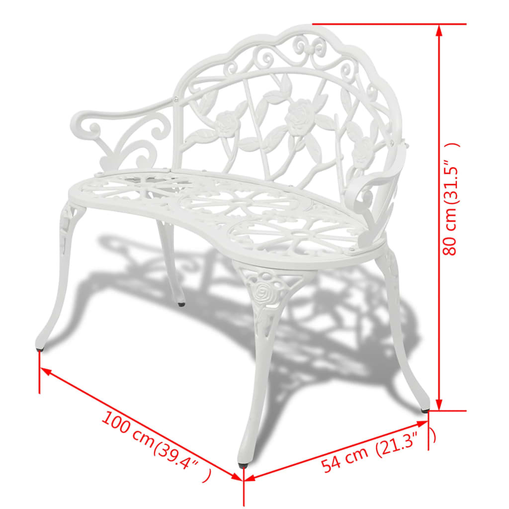vidaXL fehér öntött alumínium kerti pad 100 cm