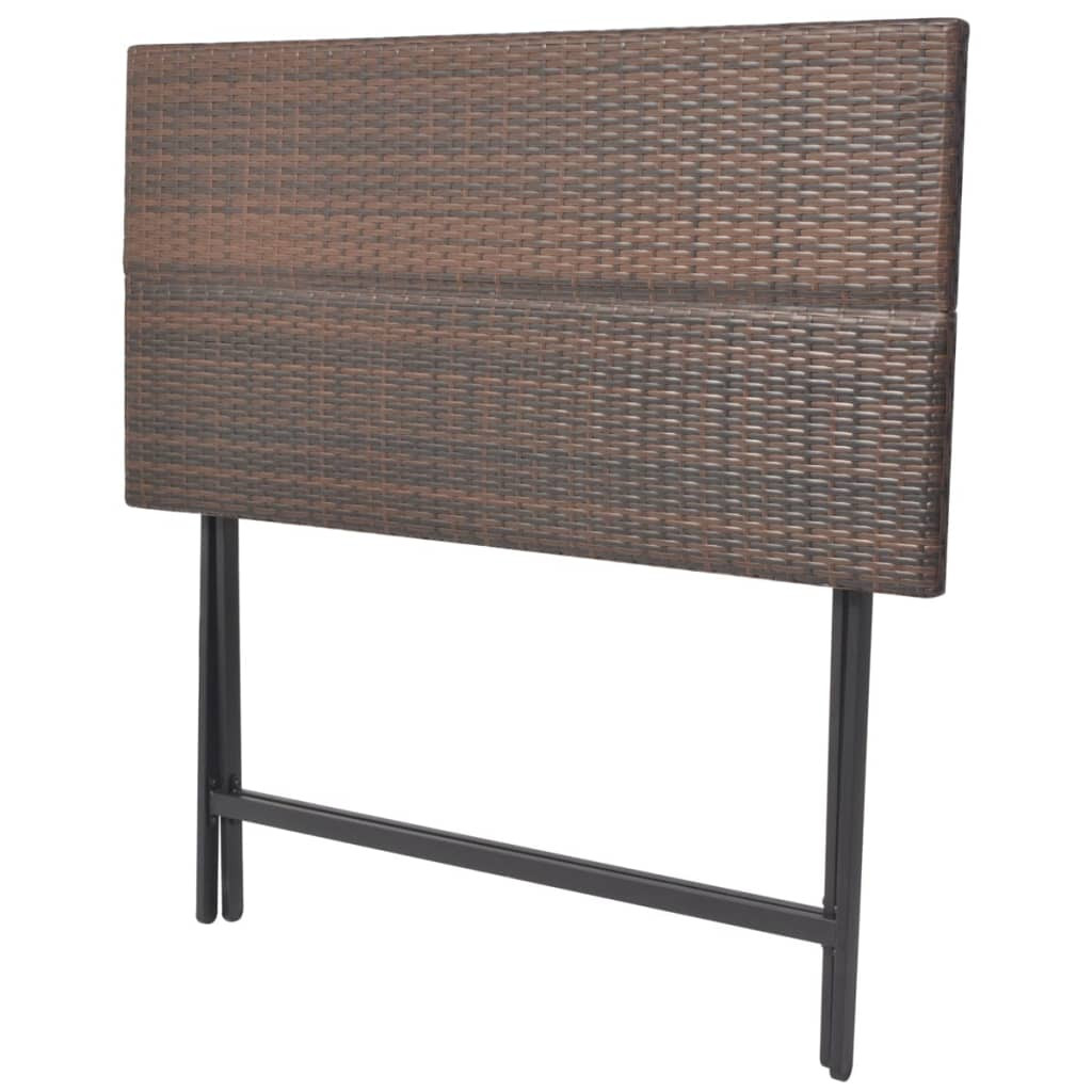 7-részes barna kerti polyrattan/acél összecsukható étkezőszett