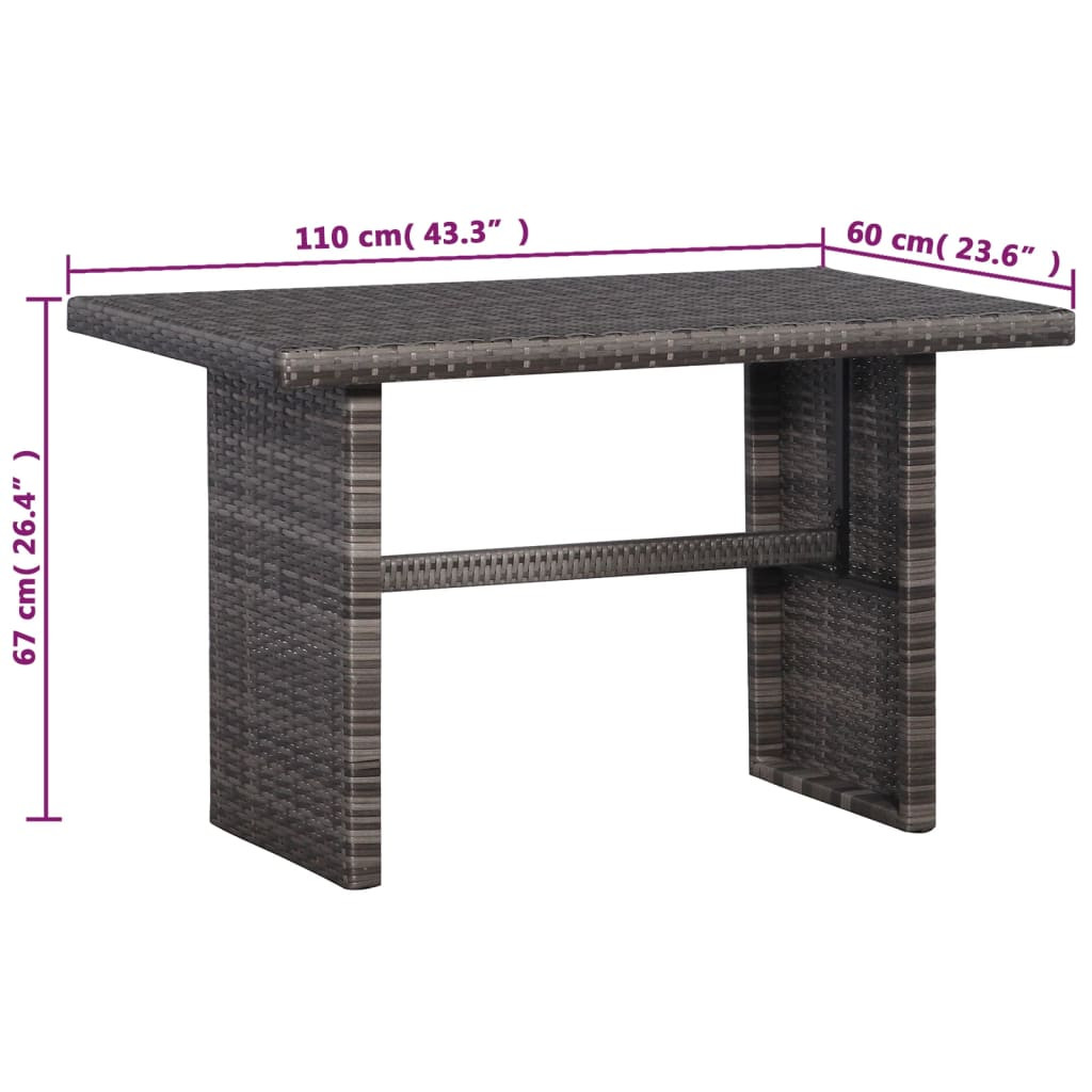 3 darabos szürke polyrattan bisztrószett párnákkal