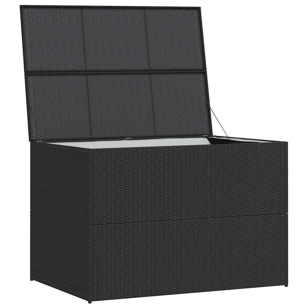 fekete polyrattan kerti tárolóláda 150 x 100 x 100 cm