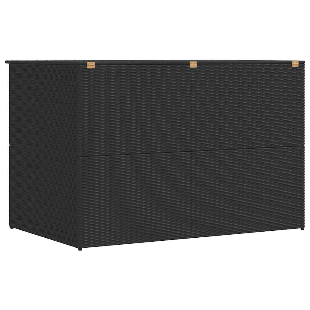 fekete polyrattan kerti tárolóláda 150 x 100 x 100 cm