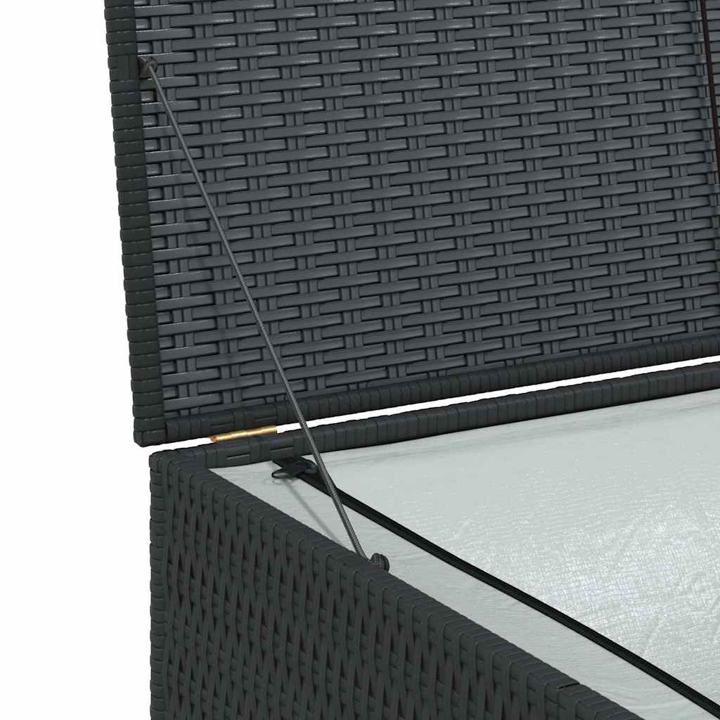 fekete polyrattan kerti tárolóláda 150 x 100 x 100 cm