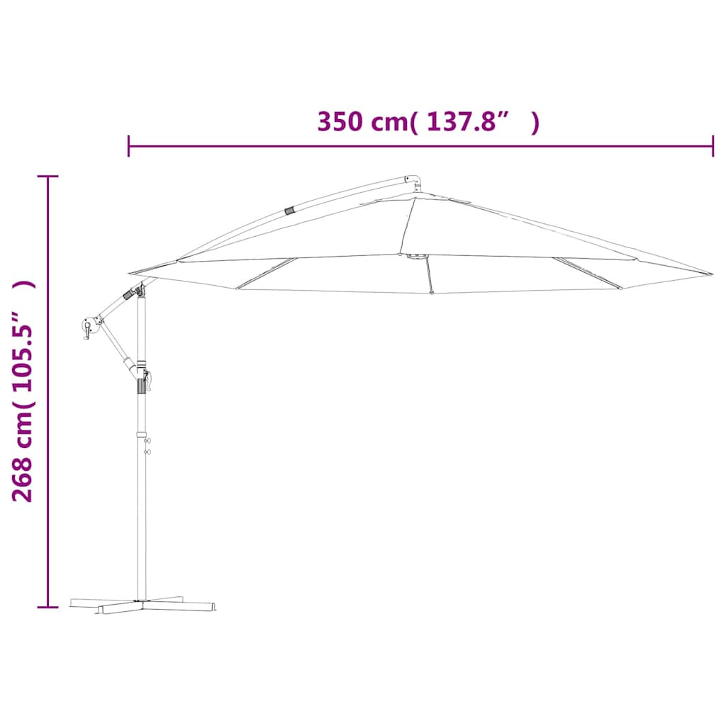 antracitszürke konzolos kerti napernyő alumínium rúddal 350 cm