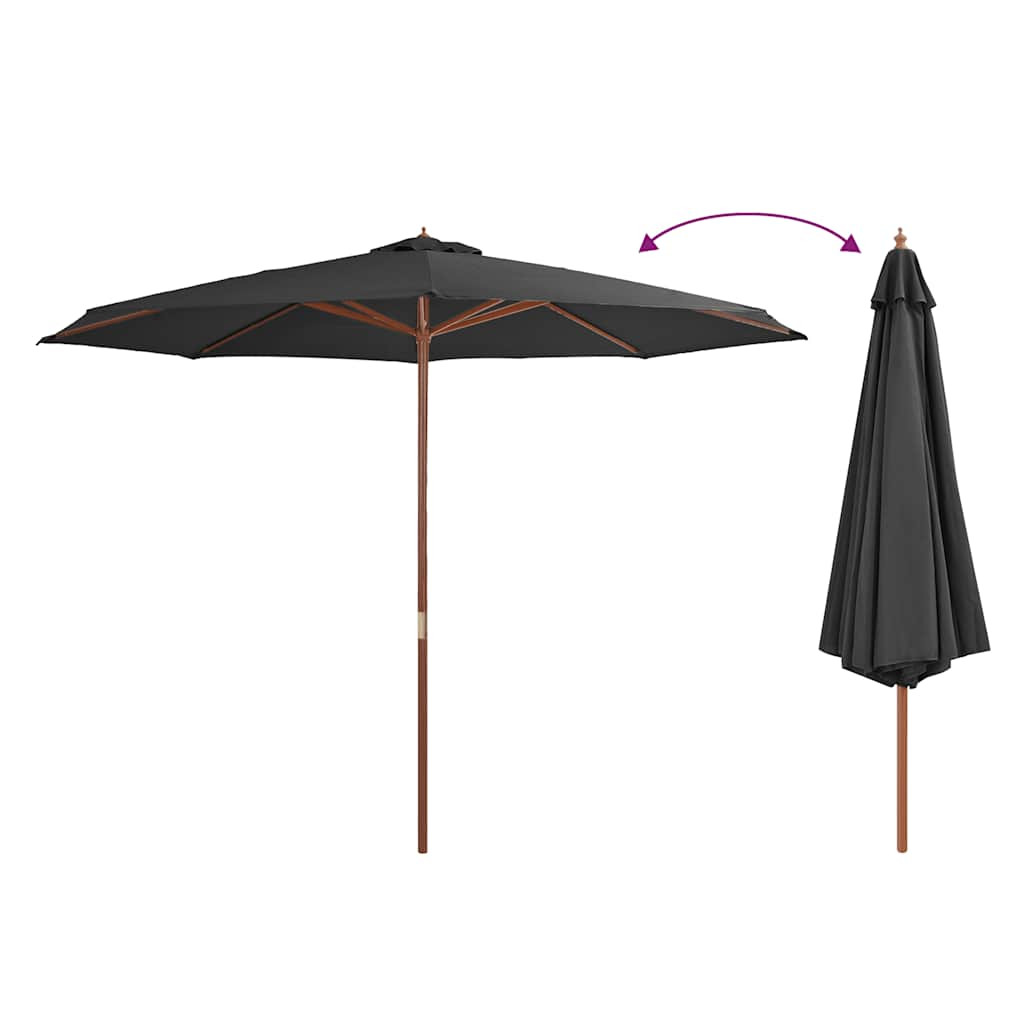 antracitszürke kültéri napernyő farúddal 350 cm