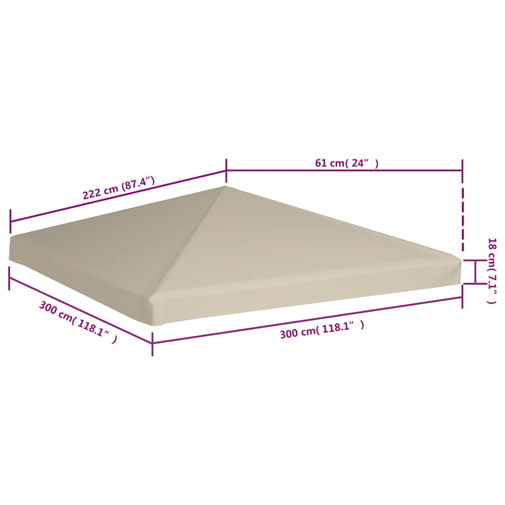 bézs pavilon tetőponyva 310 g/m² 3 x 3 m