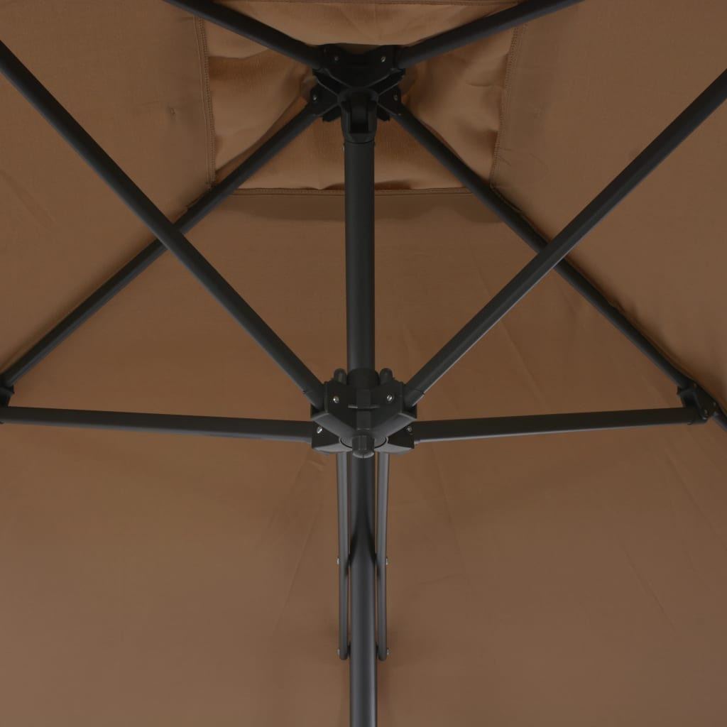 tópszínű kültéri napernyő acélrúddal 250 x 250 cm