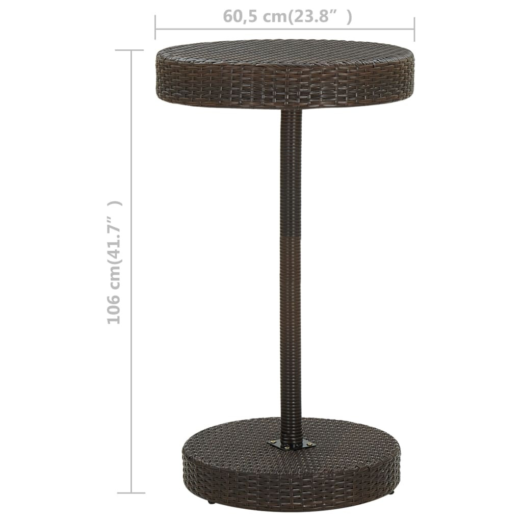barna polyrattan kerti asztal 60,5 x 106 cm