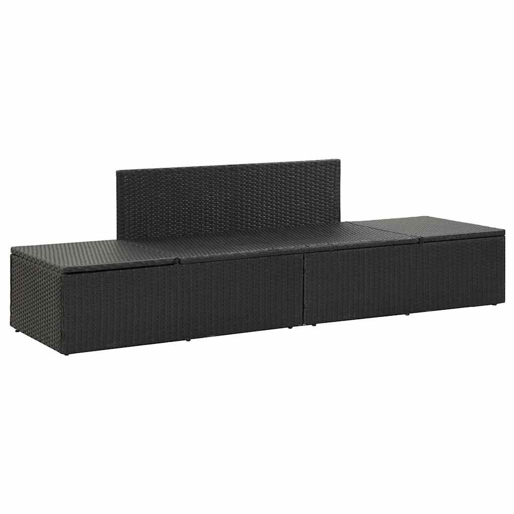 fekete polyrattan napozóágy párnákkal