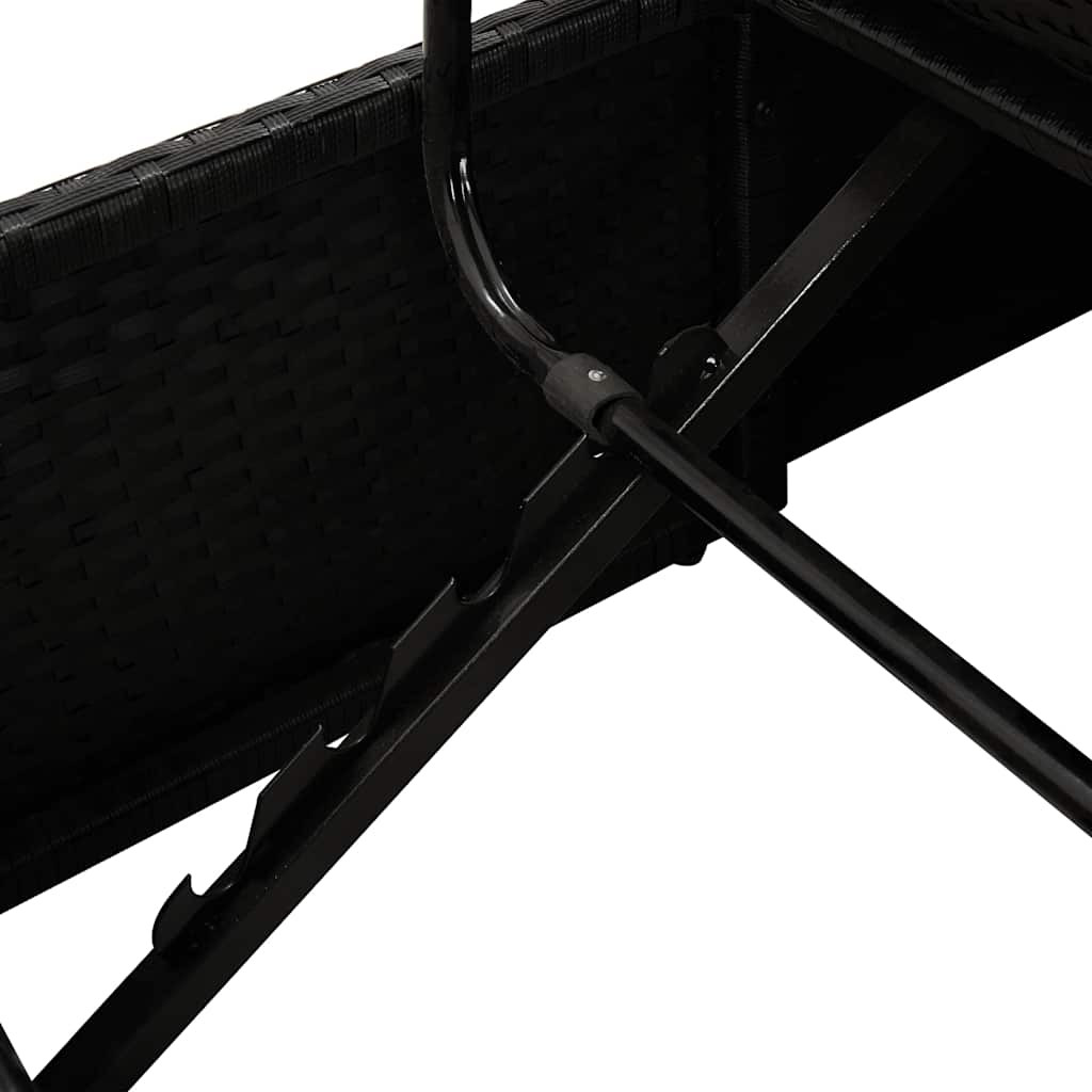 fekete polyrattan napozóágy párnákkal