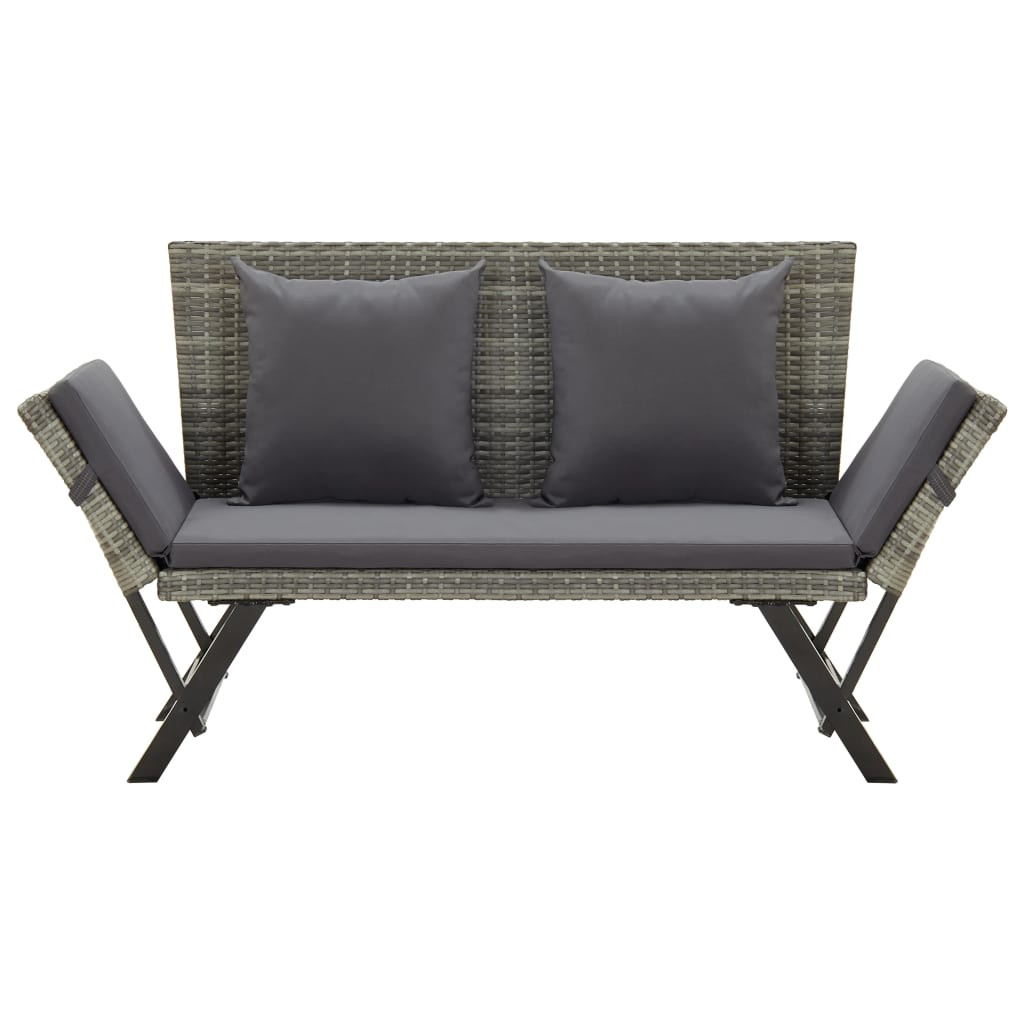 szürke polyrattan kerti pad párnákkal 176 cm