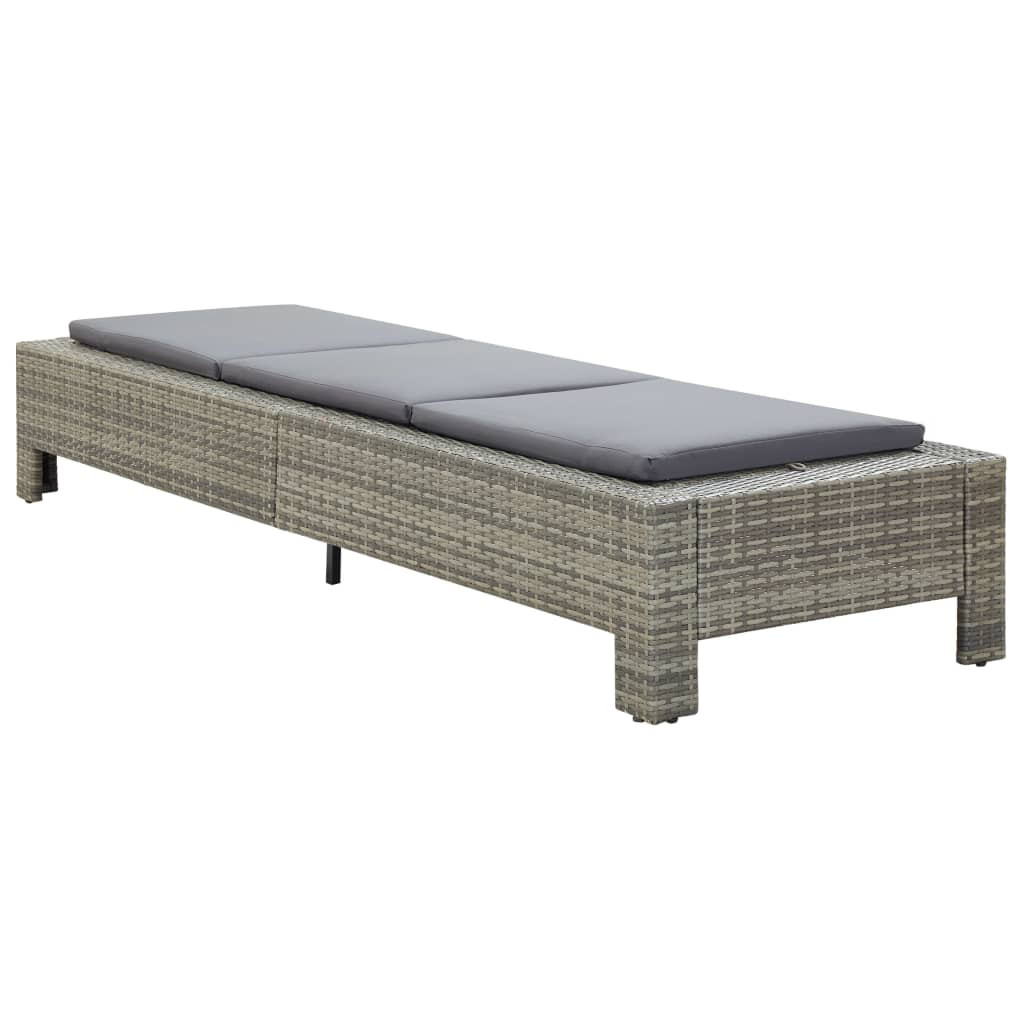 szürke polyrattan napozóágy párnával