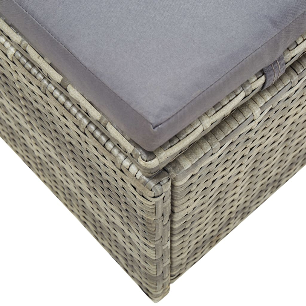 szürke polyrattan napozóágy párnával