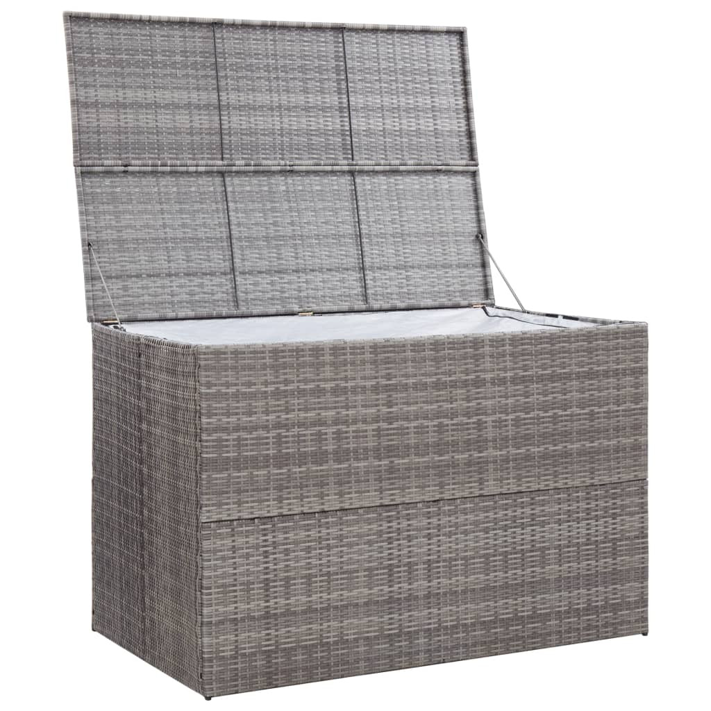 szürke polyrattan kerti tárolóláda 150 x 100 x 100 cm