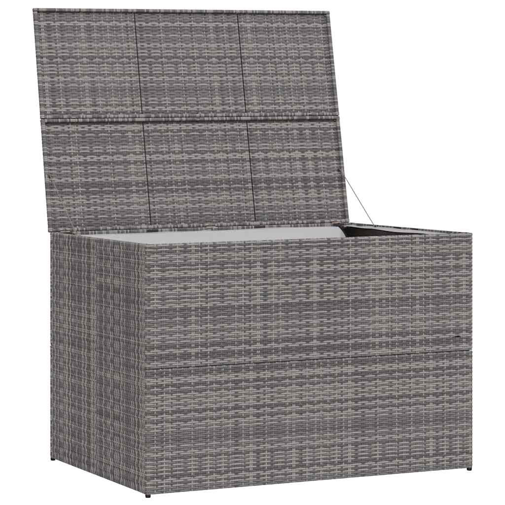 szürke polyrattan kerti tárolóláda 150 x 100 x 100 cm