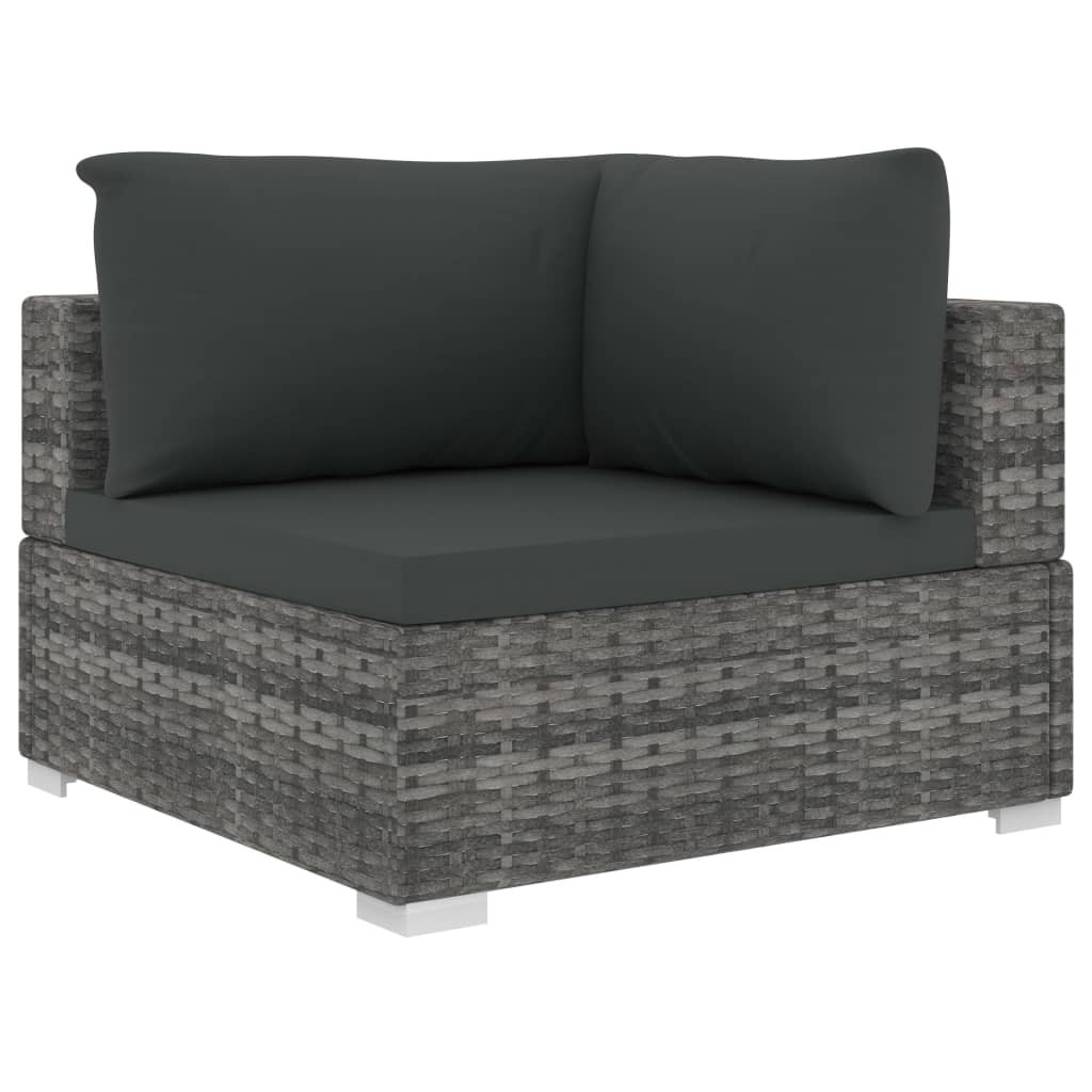 5-részes szürke polyrattan kerti bútorszett párnákkal