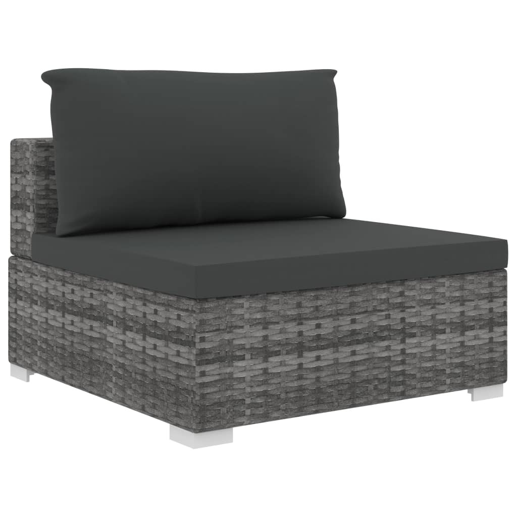 5-részes szürke polyrattan kerti bútorszett párnákkal