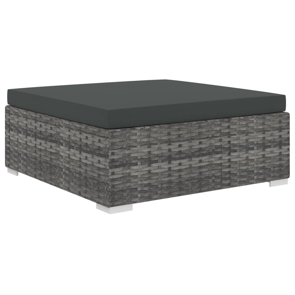 5-részes szürke polyrattan kerti bútorszett párnákkal
