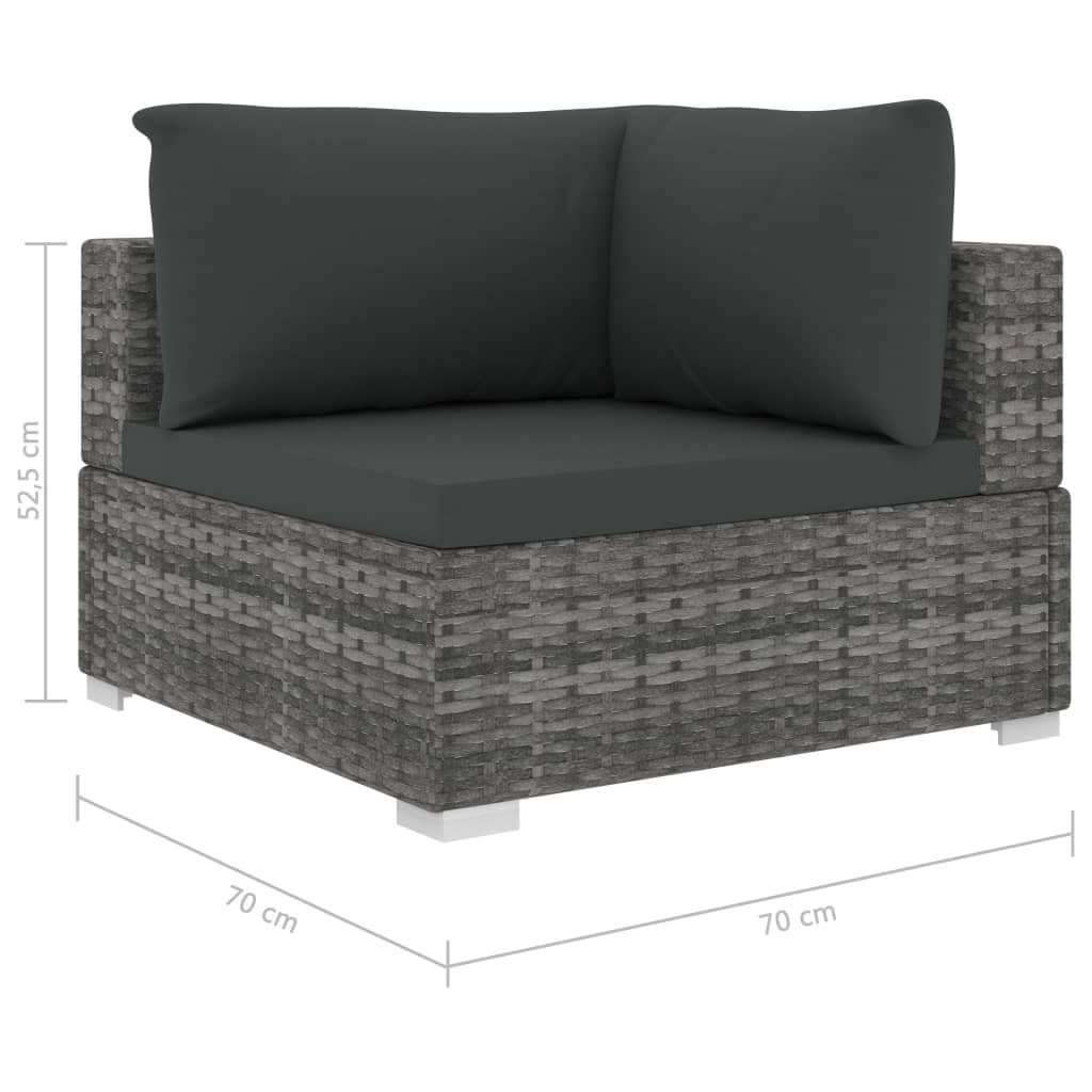 5-részes szürke polyrattan kerti bútorszett párnákkal