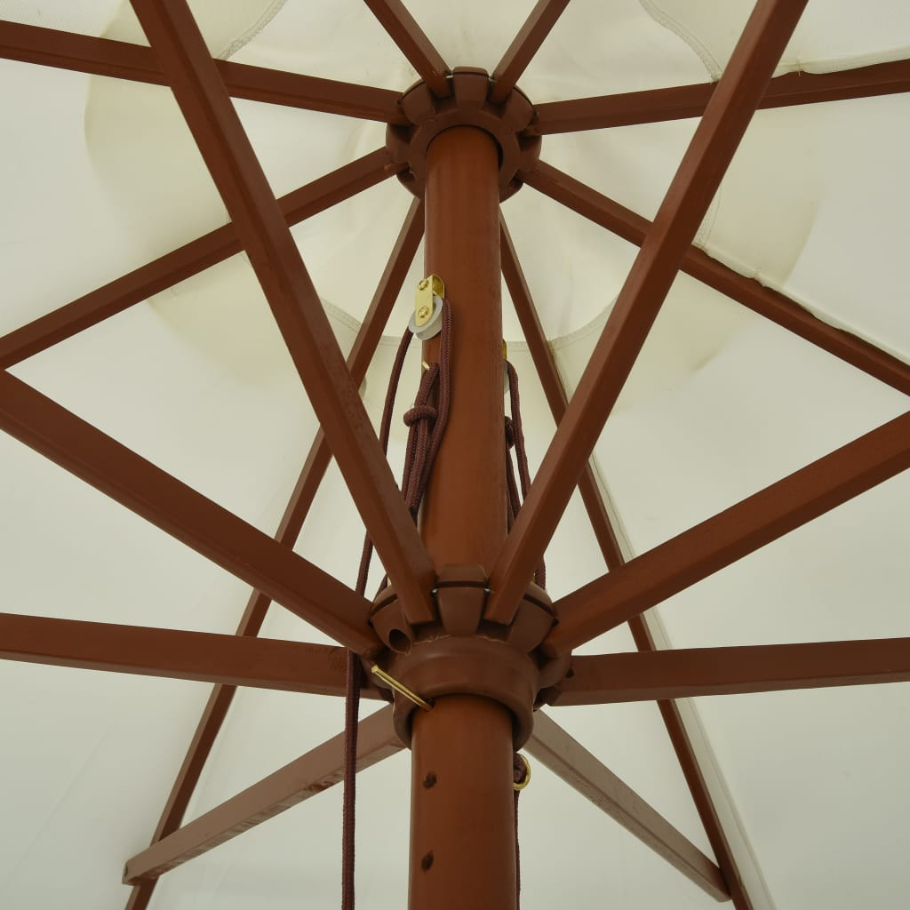homokfehér kültéri napernyő farúddal 330 cm