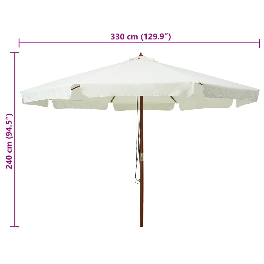 homokfehér kültéri napernyő farúddal 330 cm