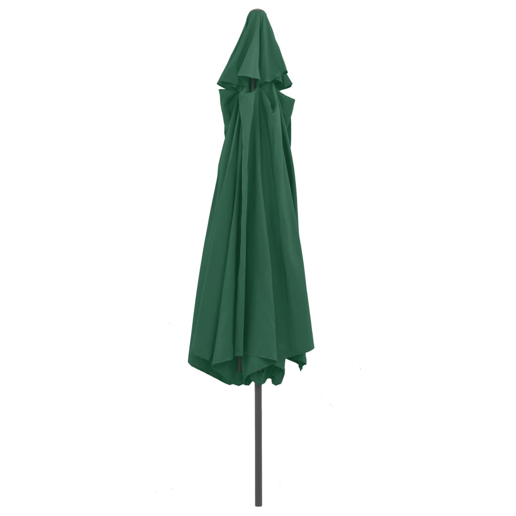 zöld kültéri napernyő fémrúddal 390 cm