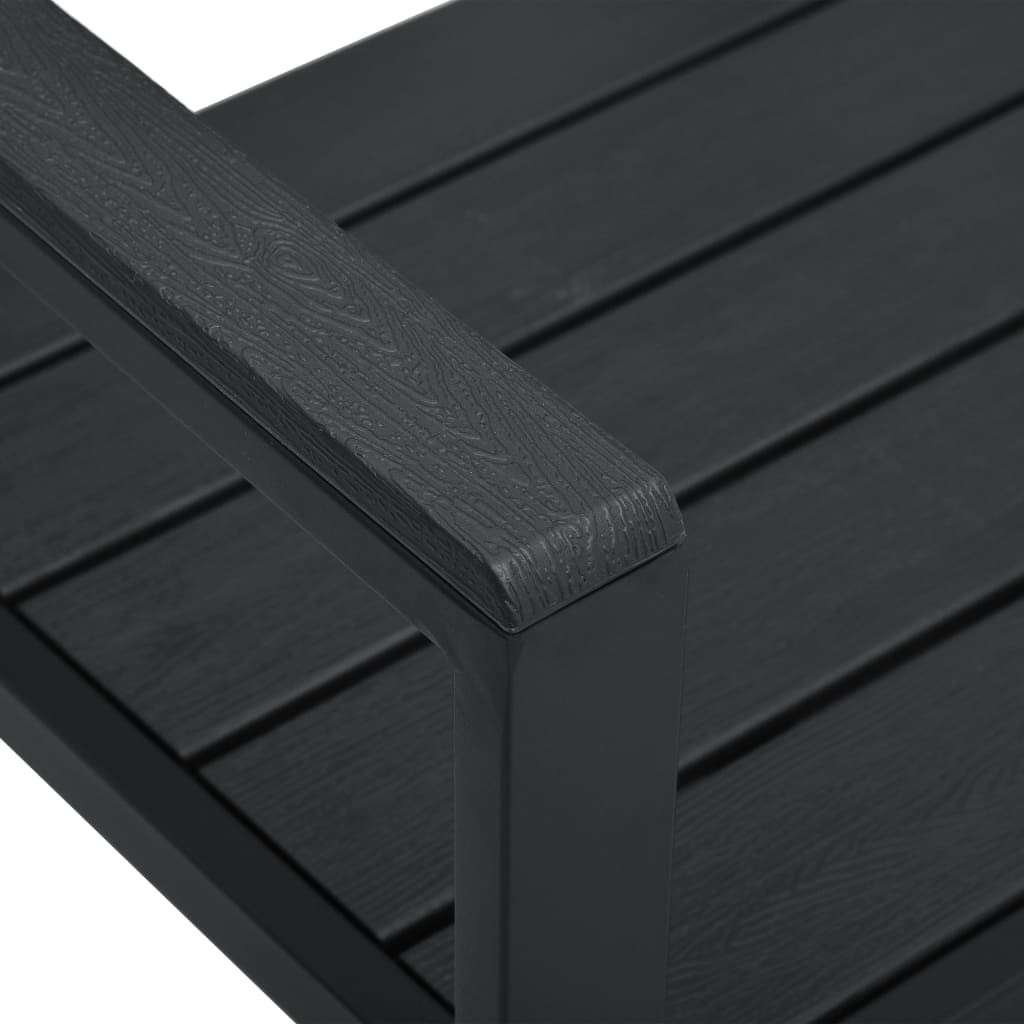 fekete fautánzatú HDPE kerti pad 120 cm