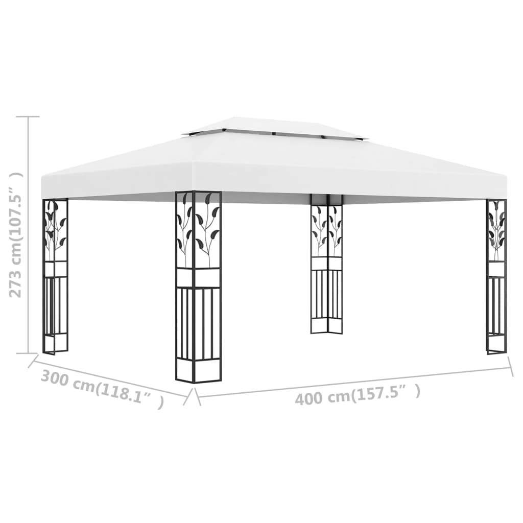 fehér dupla tetős pavilon 3 x 4 m