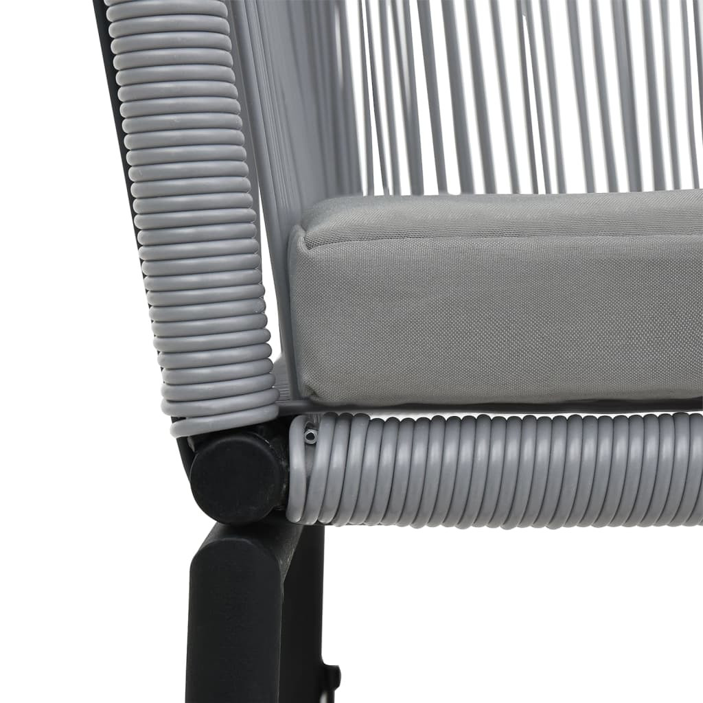 3 darabos szürke PE rattan bisztrószett párnával