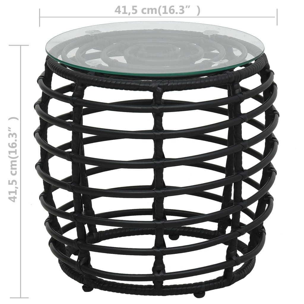 3-darabos fekete polyrattan bisztrószett