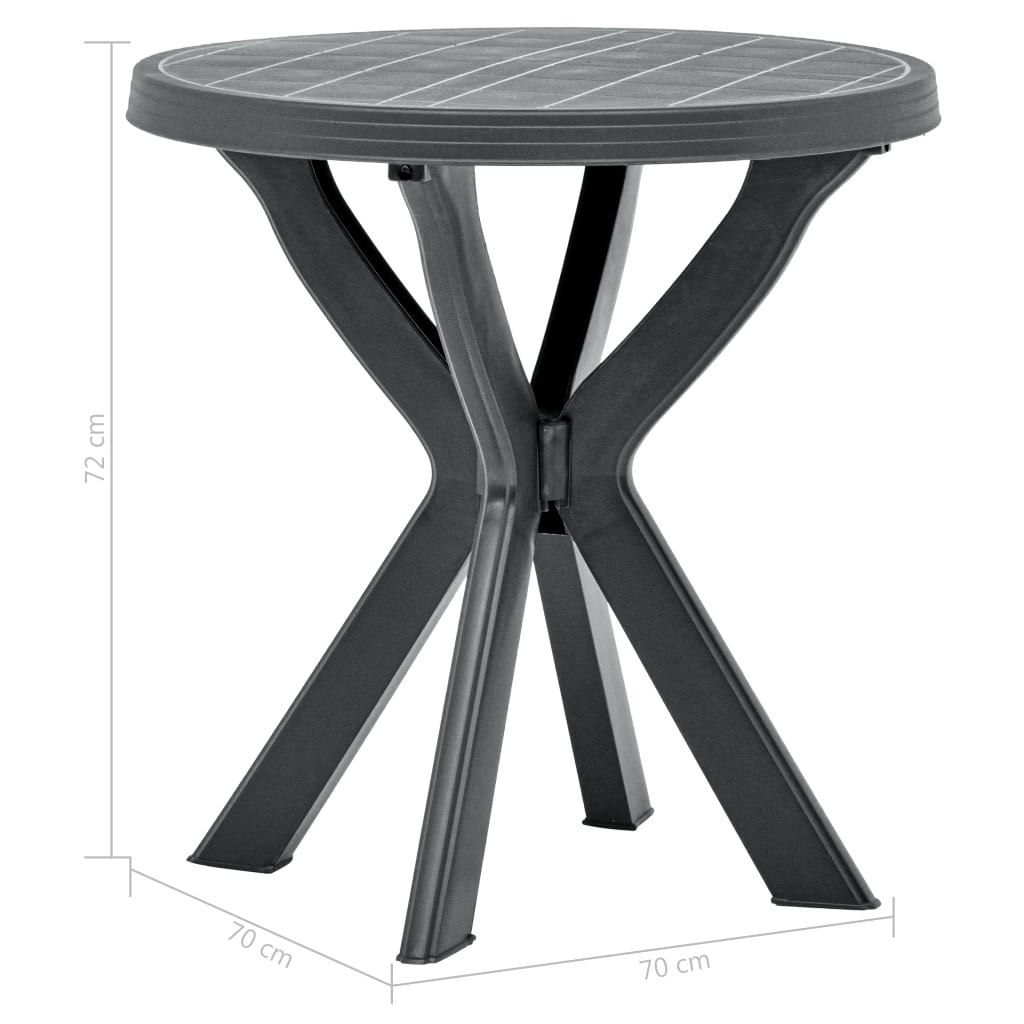 antracitszürke műanyag bisztróasztal Ø70 cm