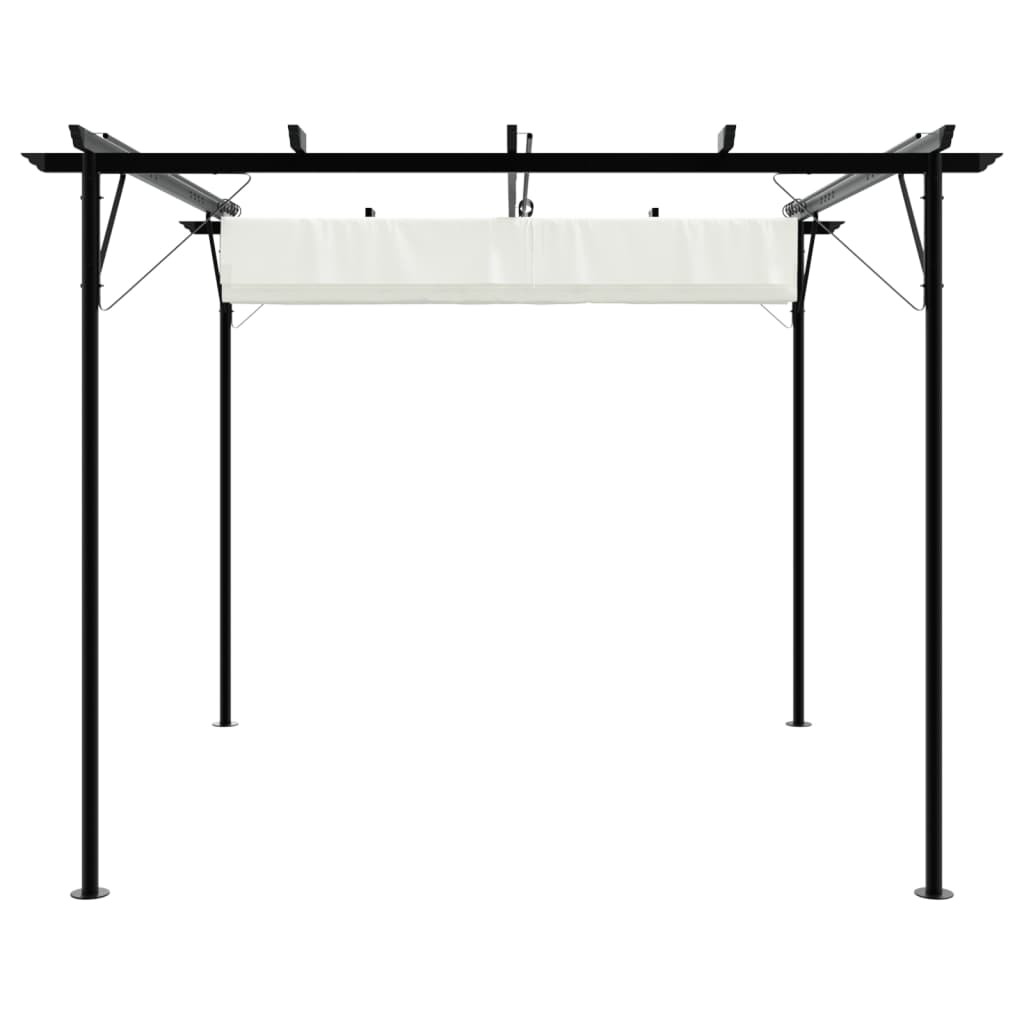 fehér-krémszínű acélpergola behúzható tetővel 3 x 3 m
