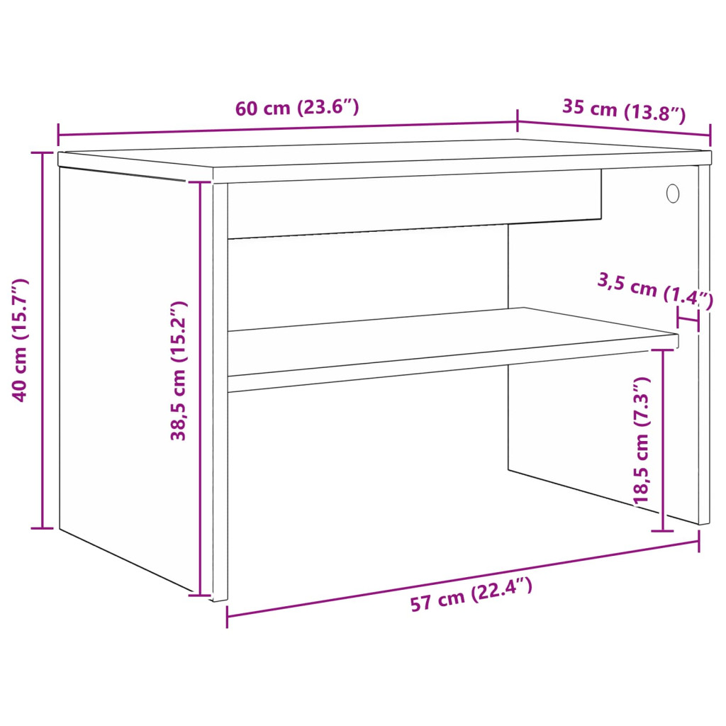 vidaXL TV szekrény Fehér 60 x 35 x 40 cm Faanyag