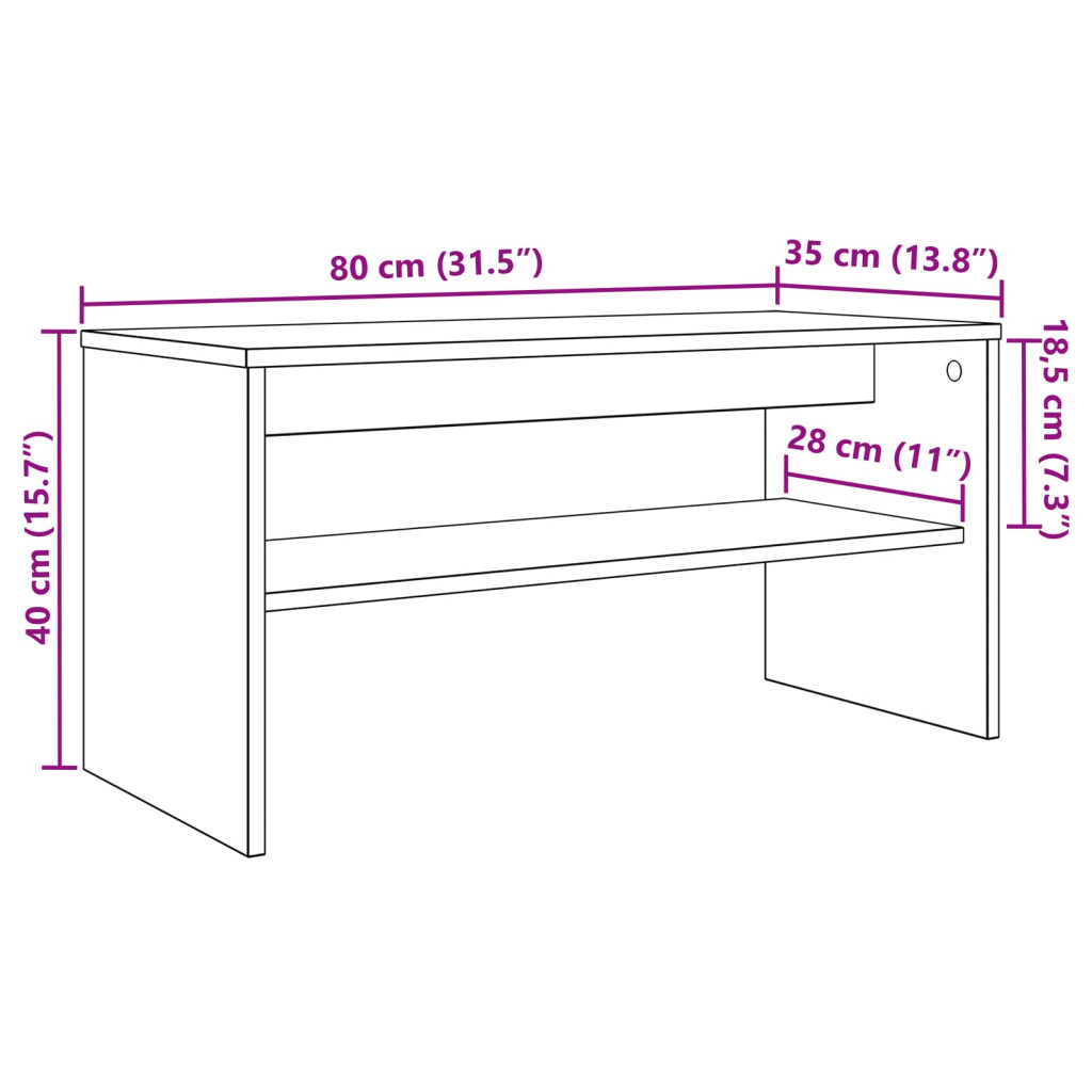 vidaXL TV szekrény Fehér 80 x 35 x 40 cm Faanyag