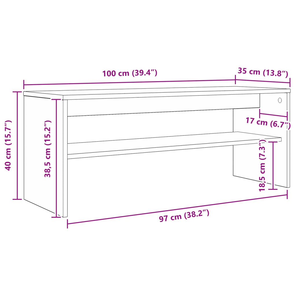 vidaXL TV szekrény Fehér 100 x 35 x 40 cm Faanyag