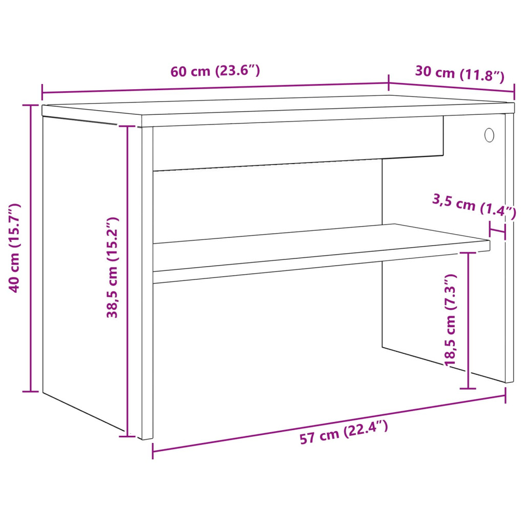 vidaXL TV szekrény Öreg fa 60 x 30 x 40 cm Faanyag