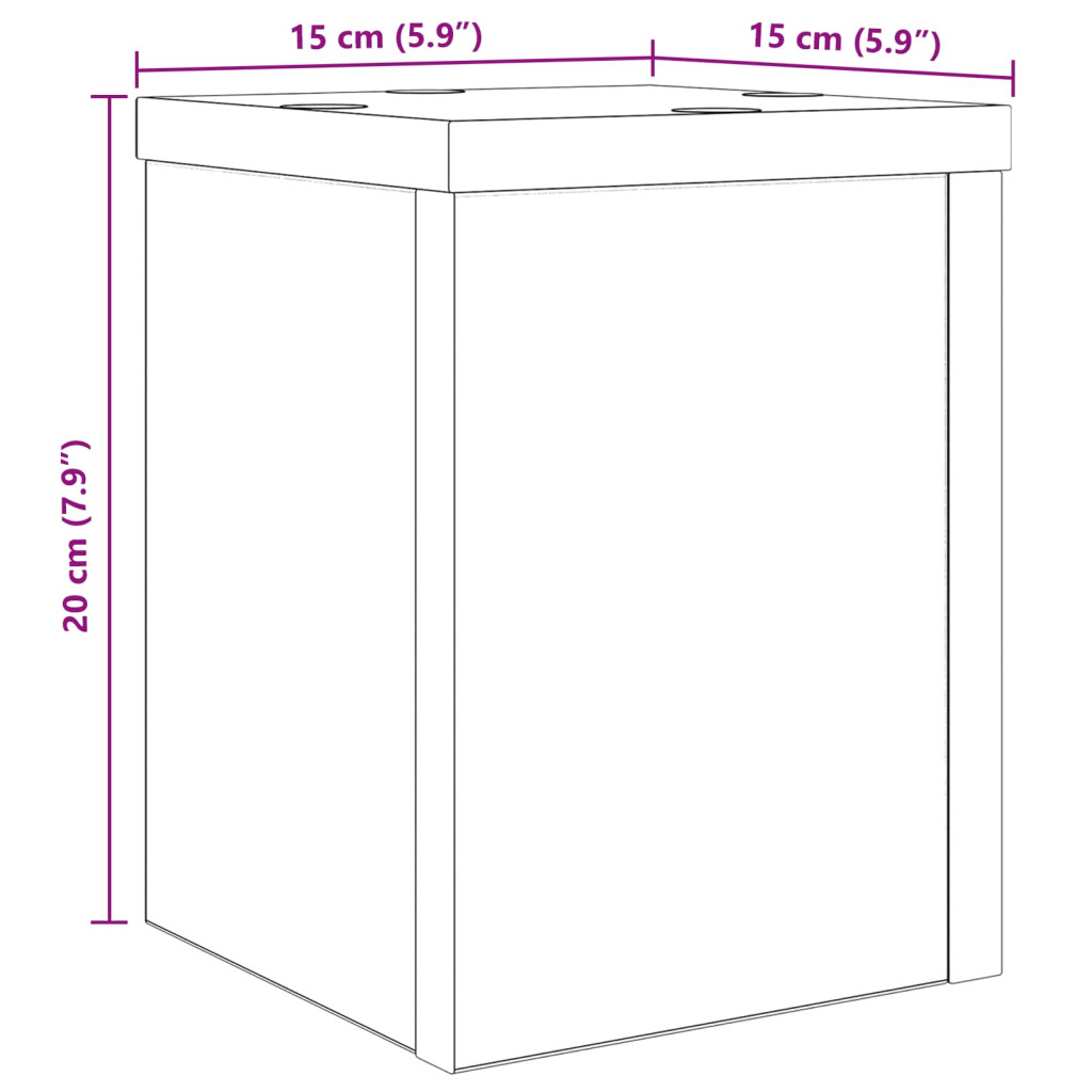 Növényállvány 2 pcs Fekete tölgy 15 x 15 x 20 cm Faanyag