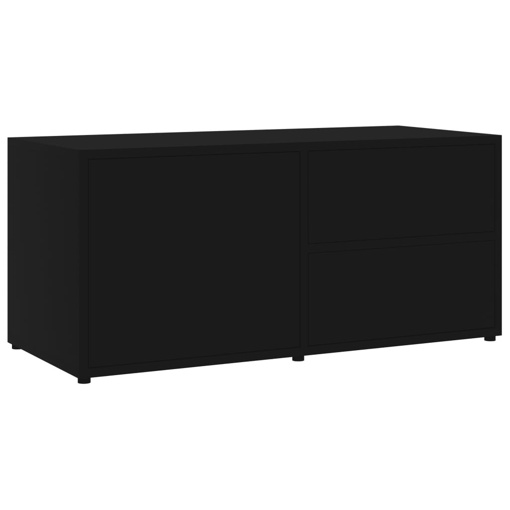 fekete szerelt fa TV-szekrény 80 x 34 x 36 cm