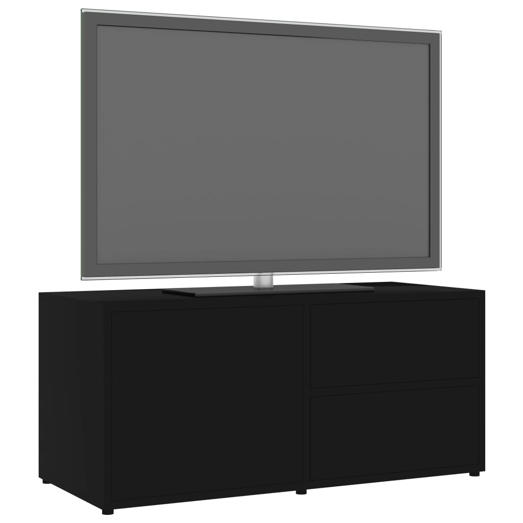 fekete szerelt fa TV-szekrény 80 x 34 x 36 cm