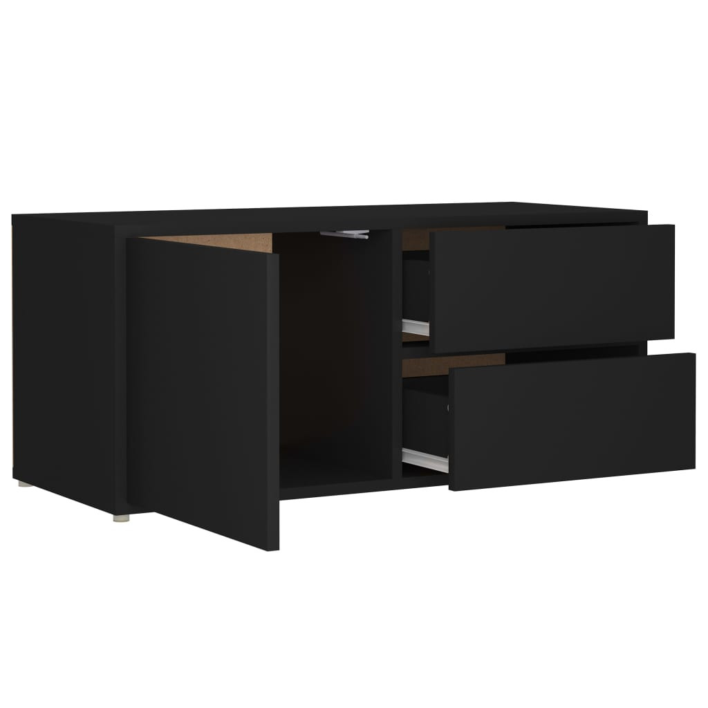 fekete szerelt fa TV-szekrény 80 x 34 x 36 cm