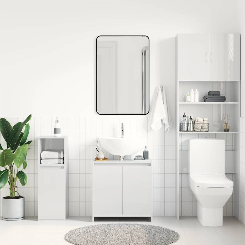 vidaXL magasfényű fehér szerelt fa fürdőszobaszekrény 60 x 33 x 61 cm