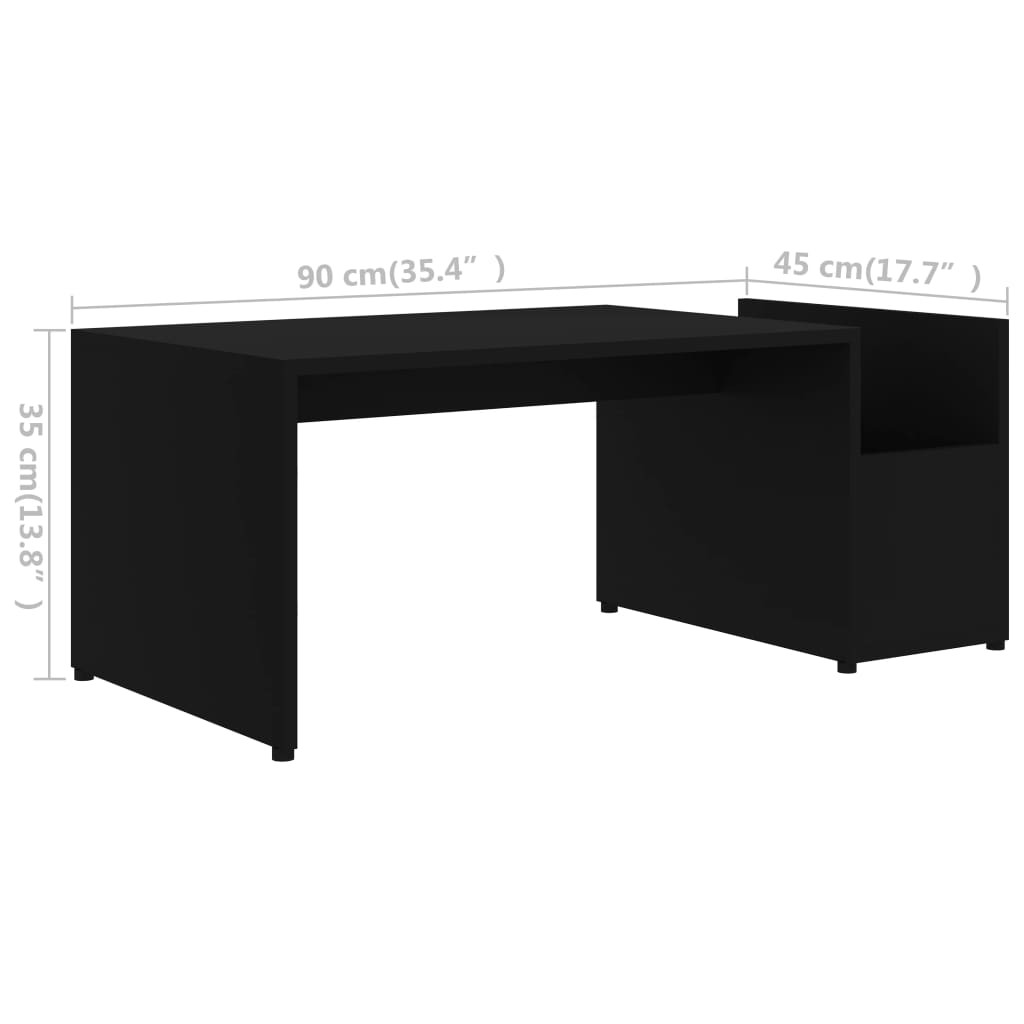fekete szerelt fa dohányzóasztal 90 x 45 x 35 cm fekete szerelt fa dohányzóasztal 90 x 45 x 35 cm