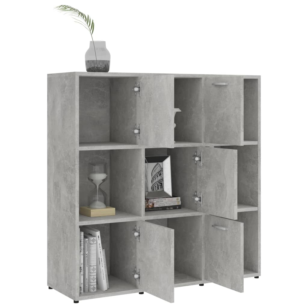 betonszürke szerelt fa könyvszekrény 90 x 30 x 90 cm