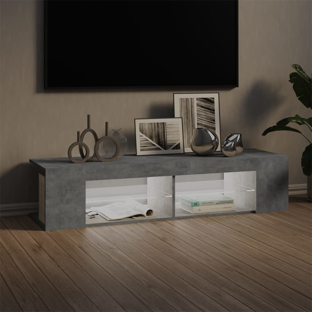 betonszürke TV-szekrény LED-lámpákkal 135 x 39 x 30 cm