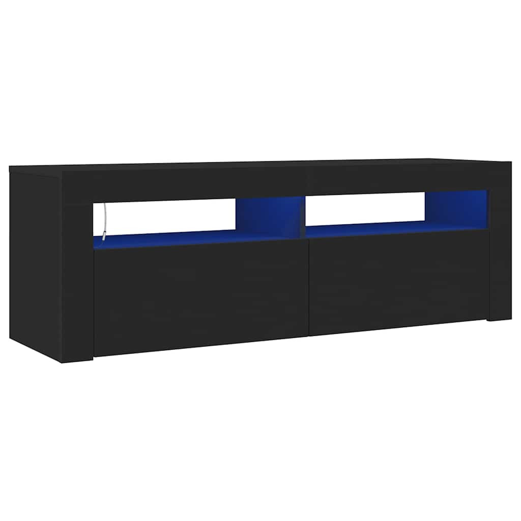 fekete TV-szekrény LED-világítással 120 x 35 x 40 cm